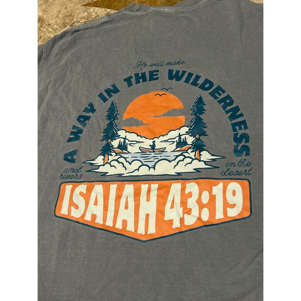 Comfort Colors Isaiah 43:19 Christian T-Shirt Mens Medium Gray Salt Light Design